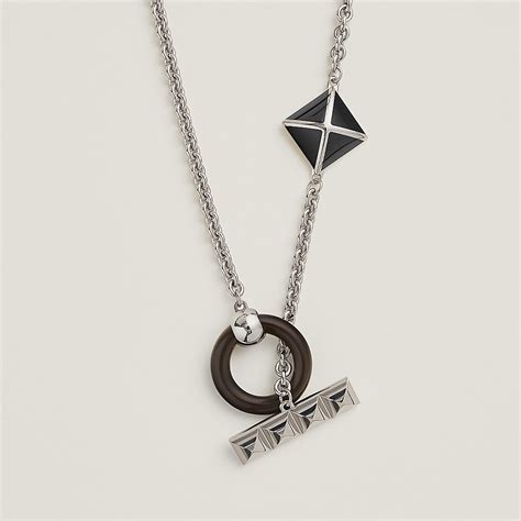 HERMES necklace Pendant Medor XO Collier de Chien Noir .